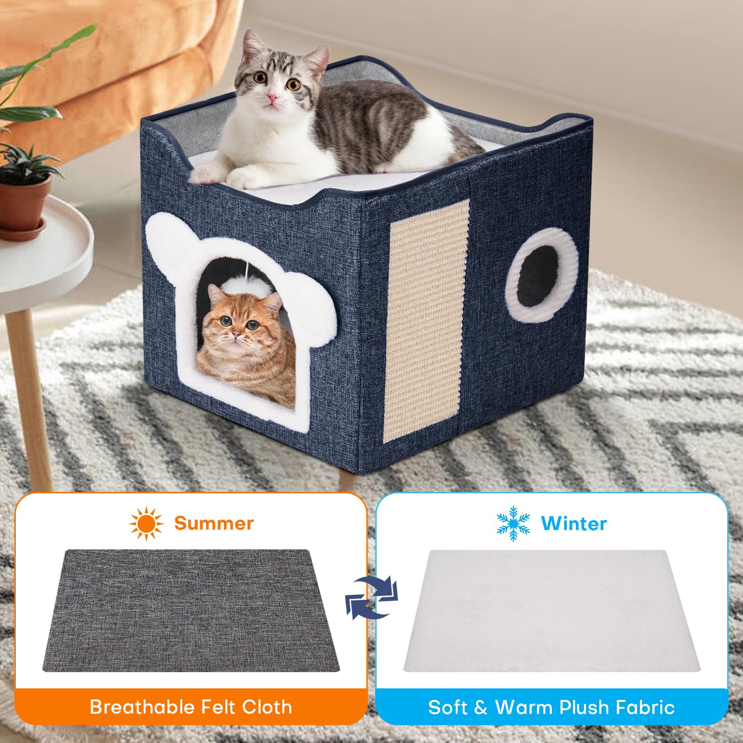 Areerlaf cat bed durable MDF frame built for active cats.