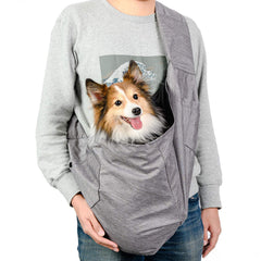 ARELLA dog sling grey outer fabric demonstrates durable weatherproof design for daily outings.