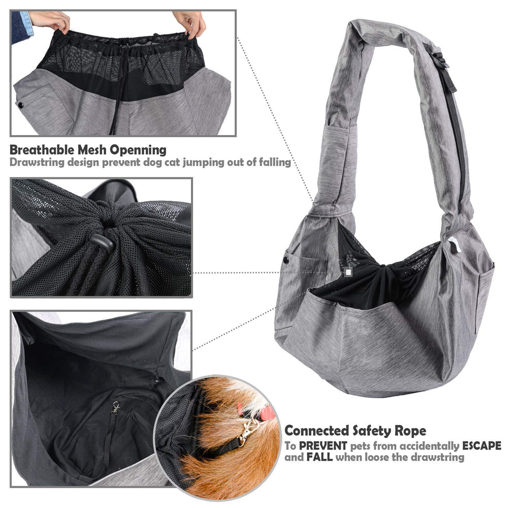 ARELLA dog sling waterproof-oxford-cloth protects your pet during light rain outdoors.