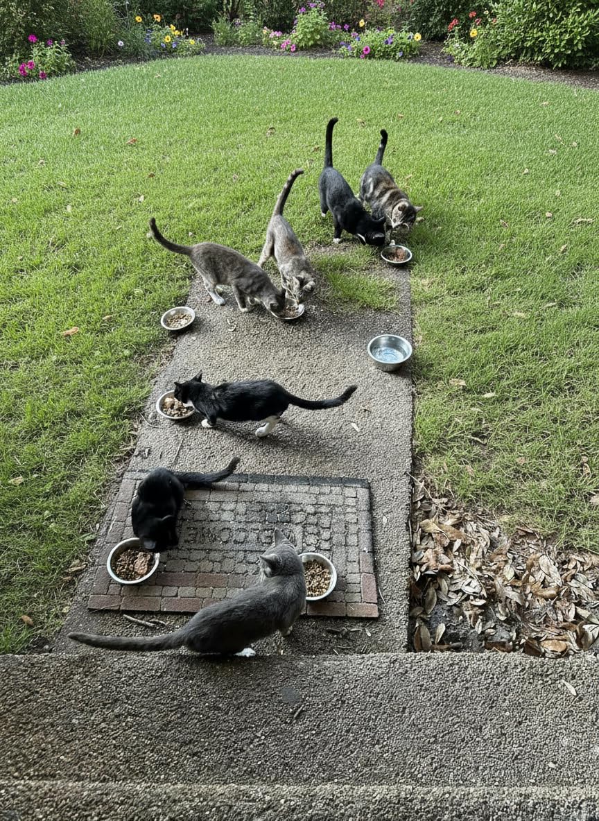 Arespark indoor-outdoor cat bowls suited for kitchens and patios feeding.