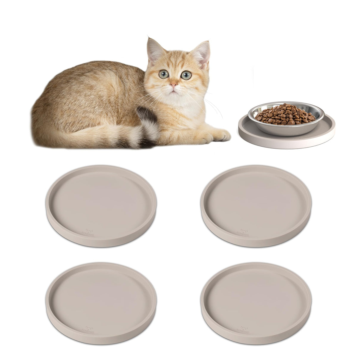 Arespark pet silicone food mat pack of four keeps feeding areas tidy during meals.