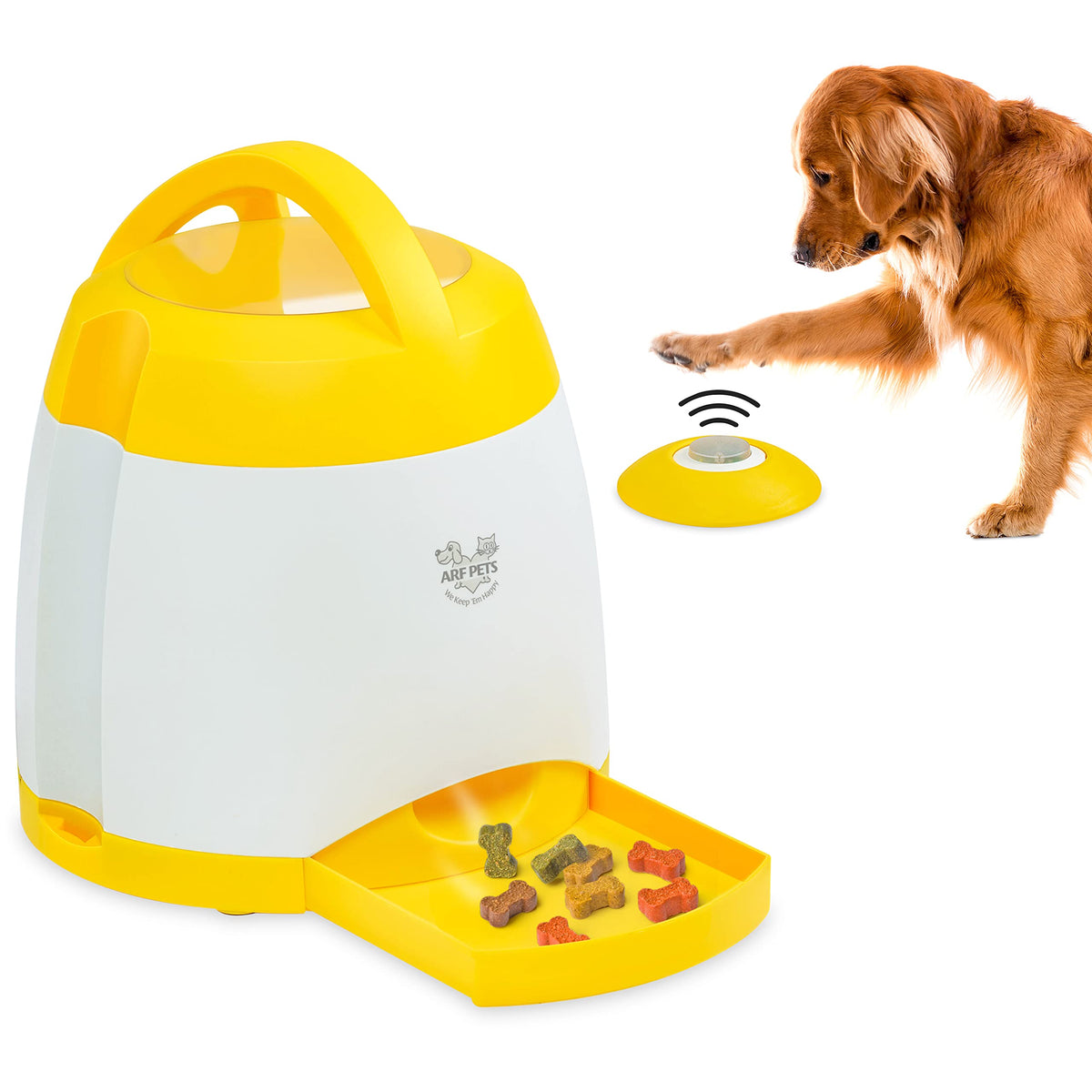 Arf Pets dog treat dispenser front view boosts interactive training and play