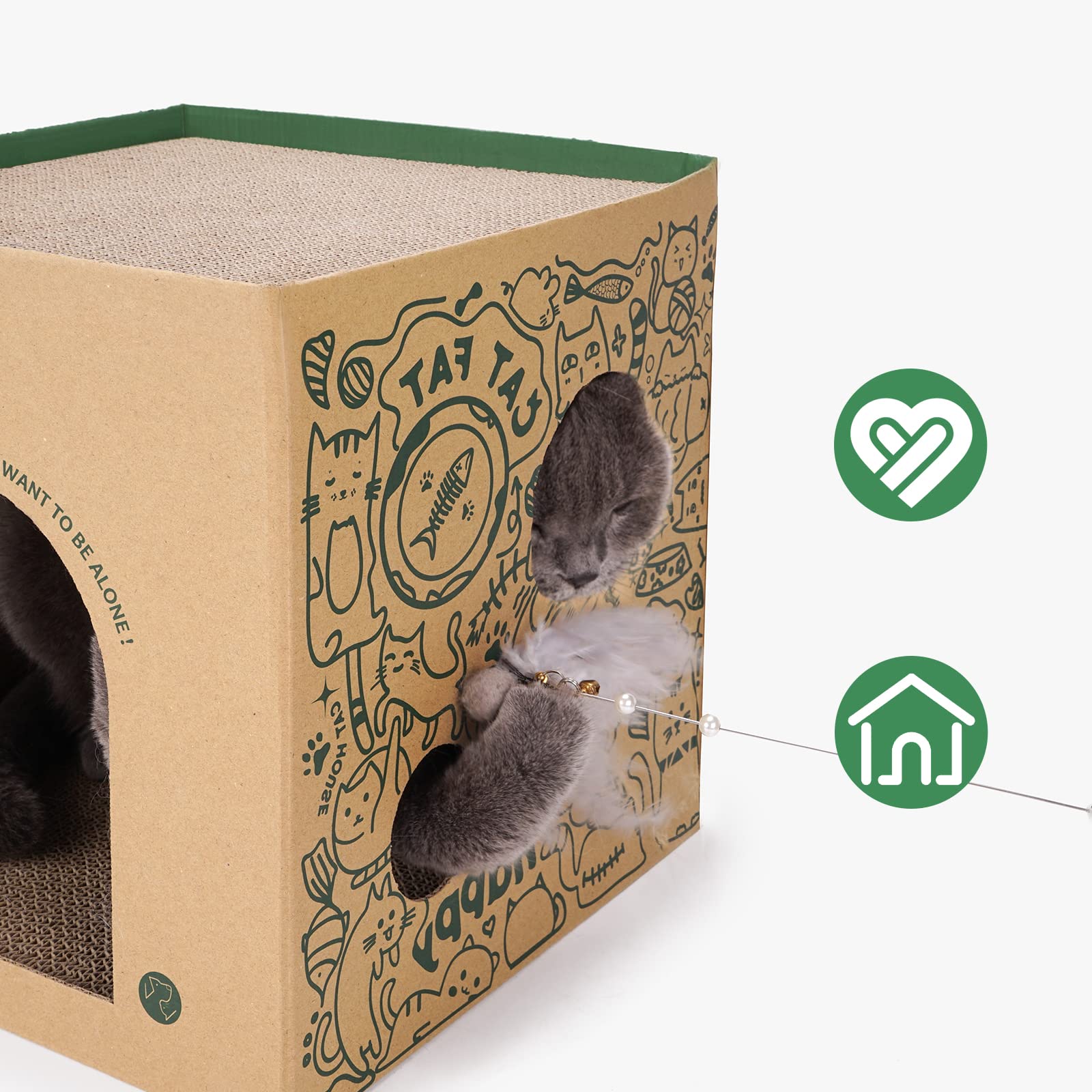 ARGOPET Cardboard Cat House eco materials emphasizing recycled cardboard and non-toxic design