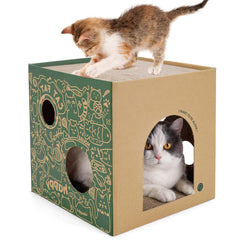 ARGOPET Cardboard Cat House top view highlighting two-story layout for playful cats