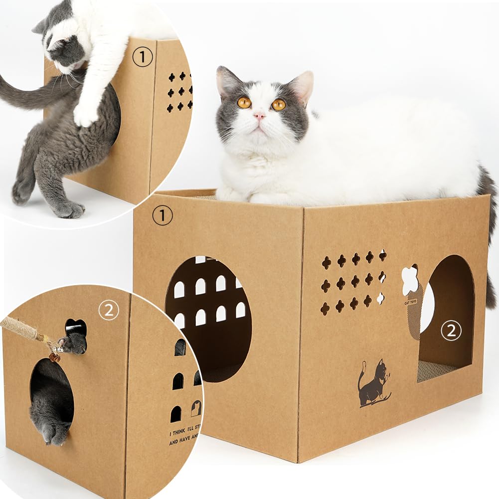 ARGOPET cat cardboard house durable-cardboard emphasizes sturdy construction for long-lasting fun.