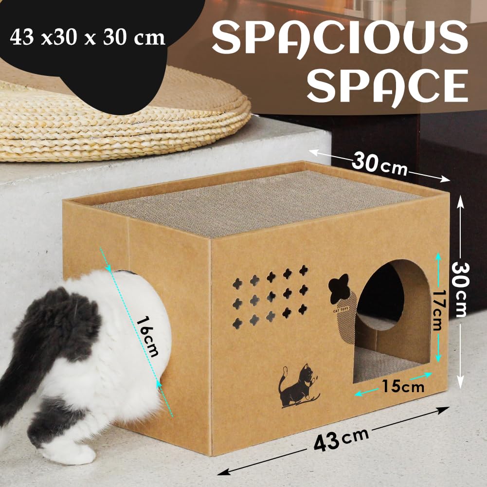 ARGOPET cat cardboard house stable-base ensures safe play and steady setup.