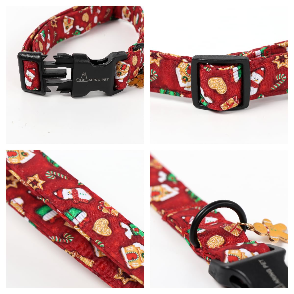 Aring Pet Christmas collar cotton-closeup; gentle material ideal for daily cuddles.