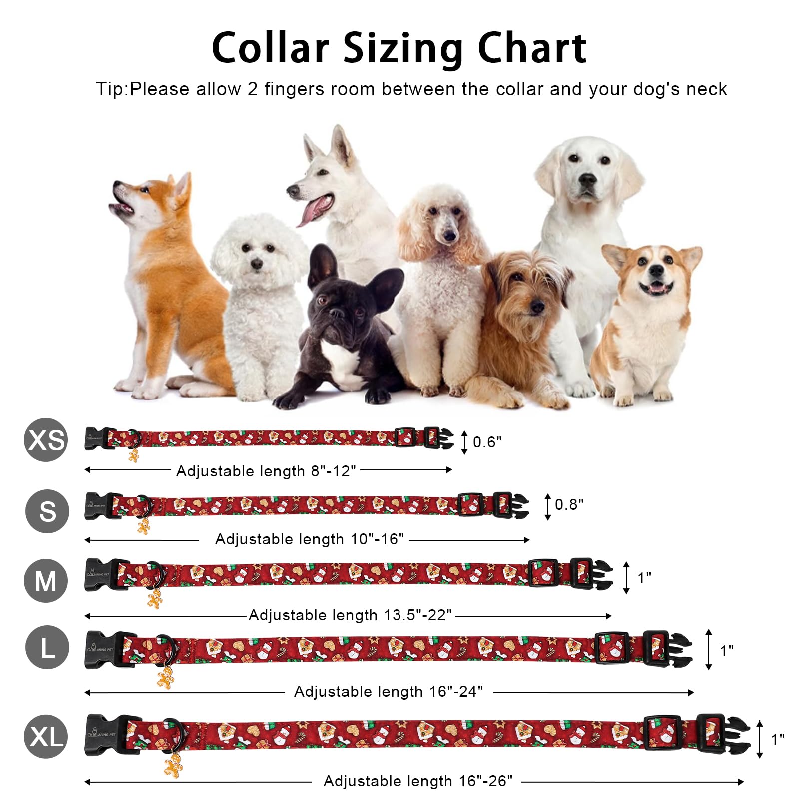 Aring Pet Christmas collar daily-use; adjustable fit suitable for puppies to large dogs.