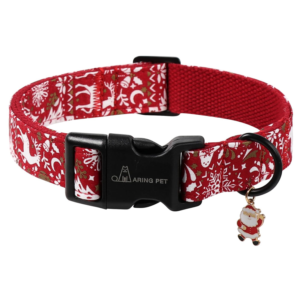 Aring Pet Christmas dog collar with red tree design for festive photos and comfy wear.