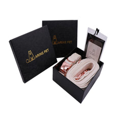 ARING PET rose-gold hardware collar with D-ring for secure walks.