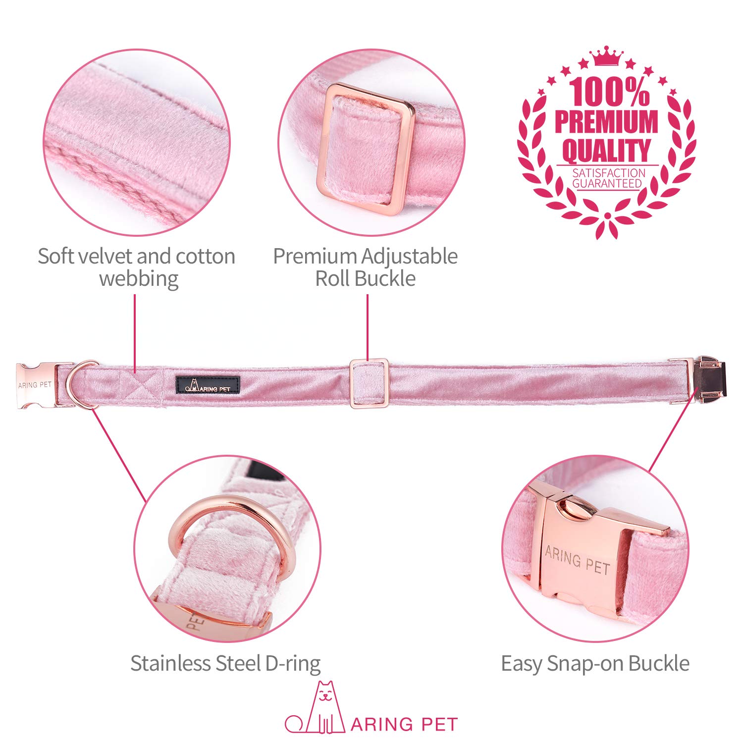 Aring Pet soft fabric closeup on collar—comfortable wear