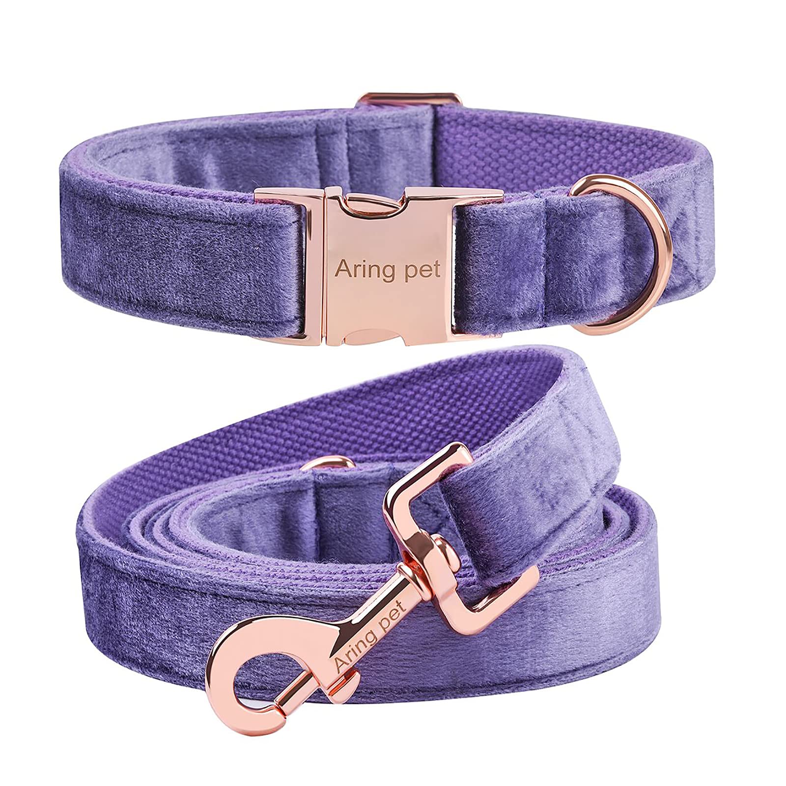 Aring Pet Velvet dog collar purple packaging highlights premium gift-ready presentation.