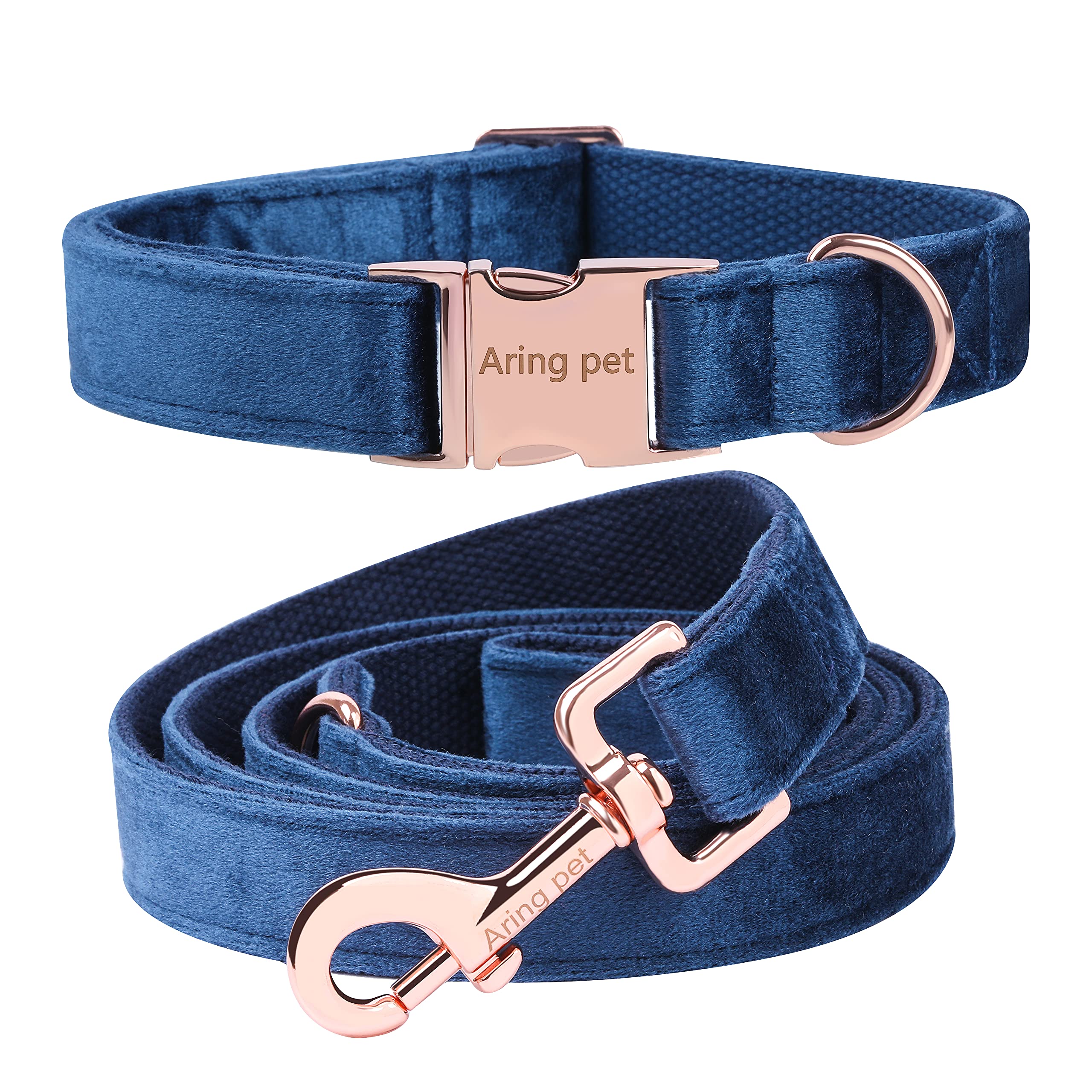 Aring Pet Velvet dog collar close-up shows soft texture for comfortable daily walks.