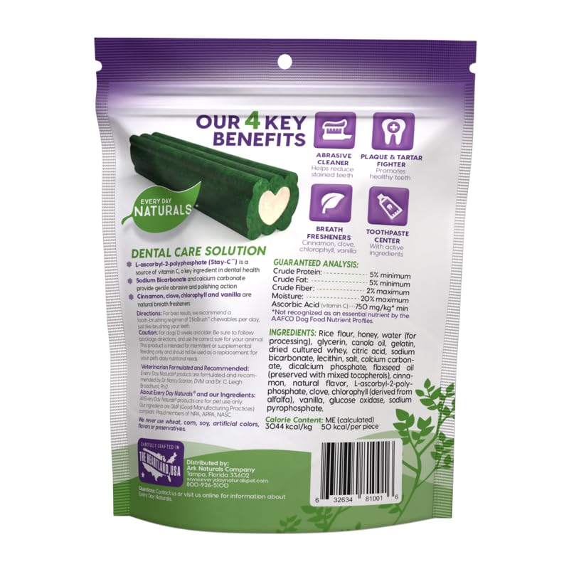 ARK NATURALS Every Day Naturals dog dental chew closeup center shows chewable toothpaste-like texture