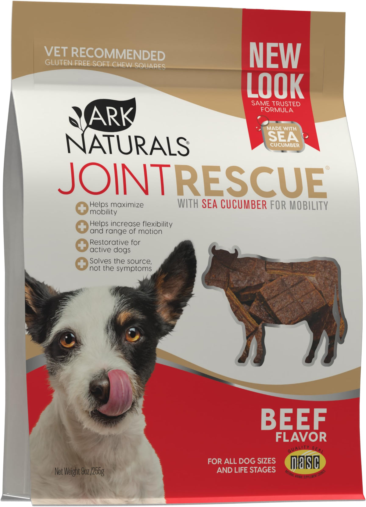 Ark Naturals Joint Rescue dog chew beef pack: tasty joint support snack for mobility and comfort.
