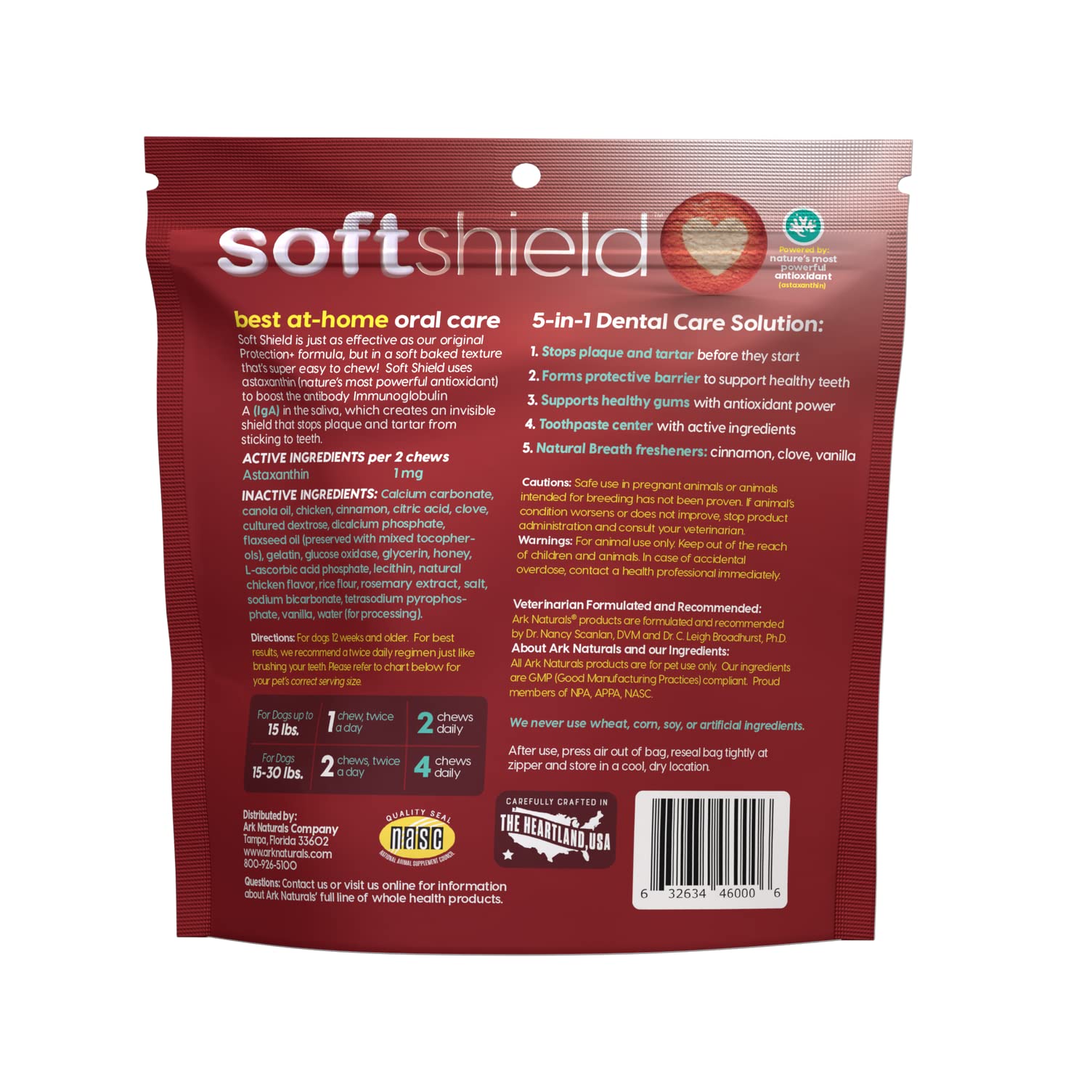 Close-up of ARK NATURALS Soft Shield chew highlighting soft center and outer shell.