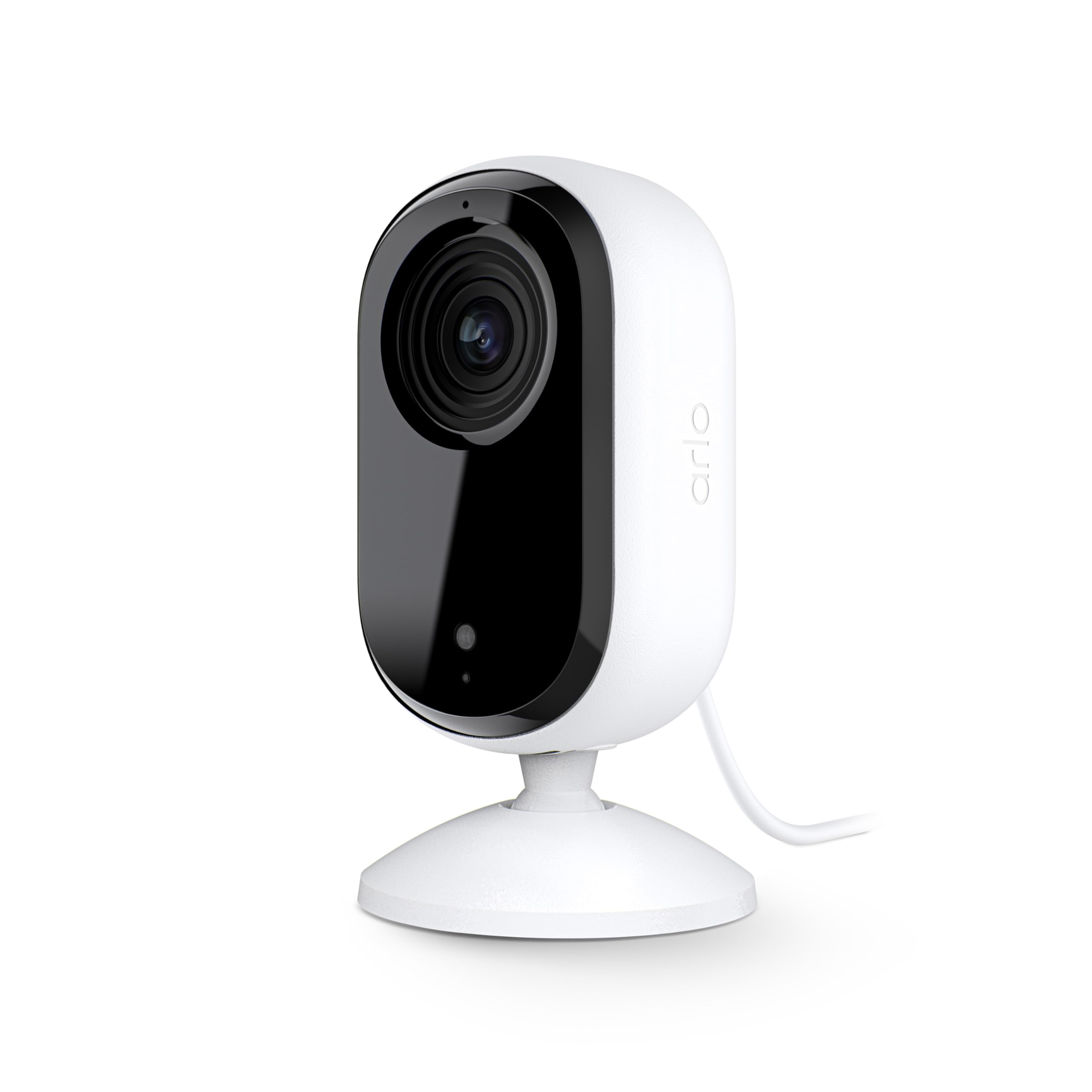 Arlo Essential Indoor Camera front view for steady, discreet room monitoring.