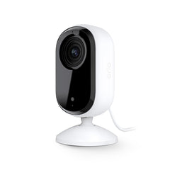 Arlo Essential Indoor Camera front view for steady, discreet room monitoring.