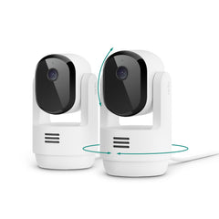 Arlo Essential Indoor Pan Tilt Camera 2K front view delivers crisp live monitoring.