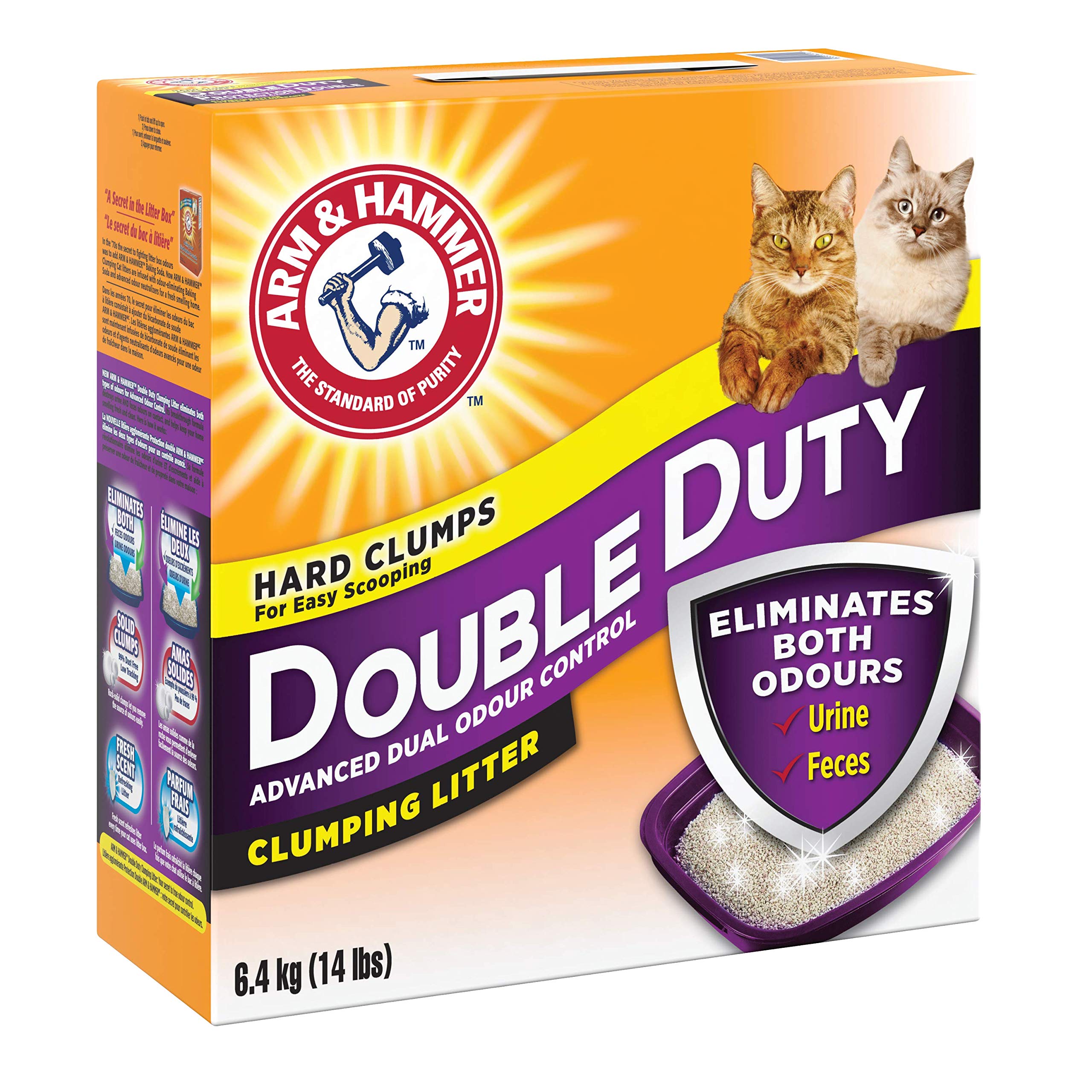 Arm & Hammer Double Duty Cat Litter dust-free design reduces tracking and mess.
