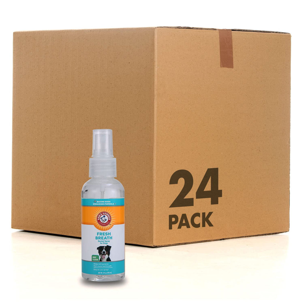 Arm & Hammer for Pets Fresh Breath Dental Spray bottle ready for easy dog dental care.