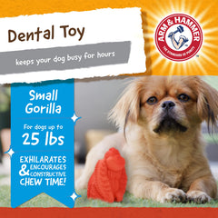 Durable natural rubber gorilla toy ready for strong chewers of small dogs.