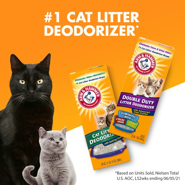 Arm & Hammer baking soda-based deodorizer demonstrates quick odor neutralization for litter.