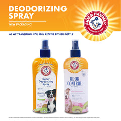 Arm & Hammer kiwi blossom scent coats dog fur with lasting deodorized feel.