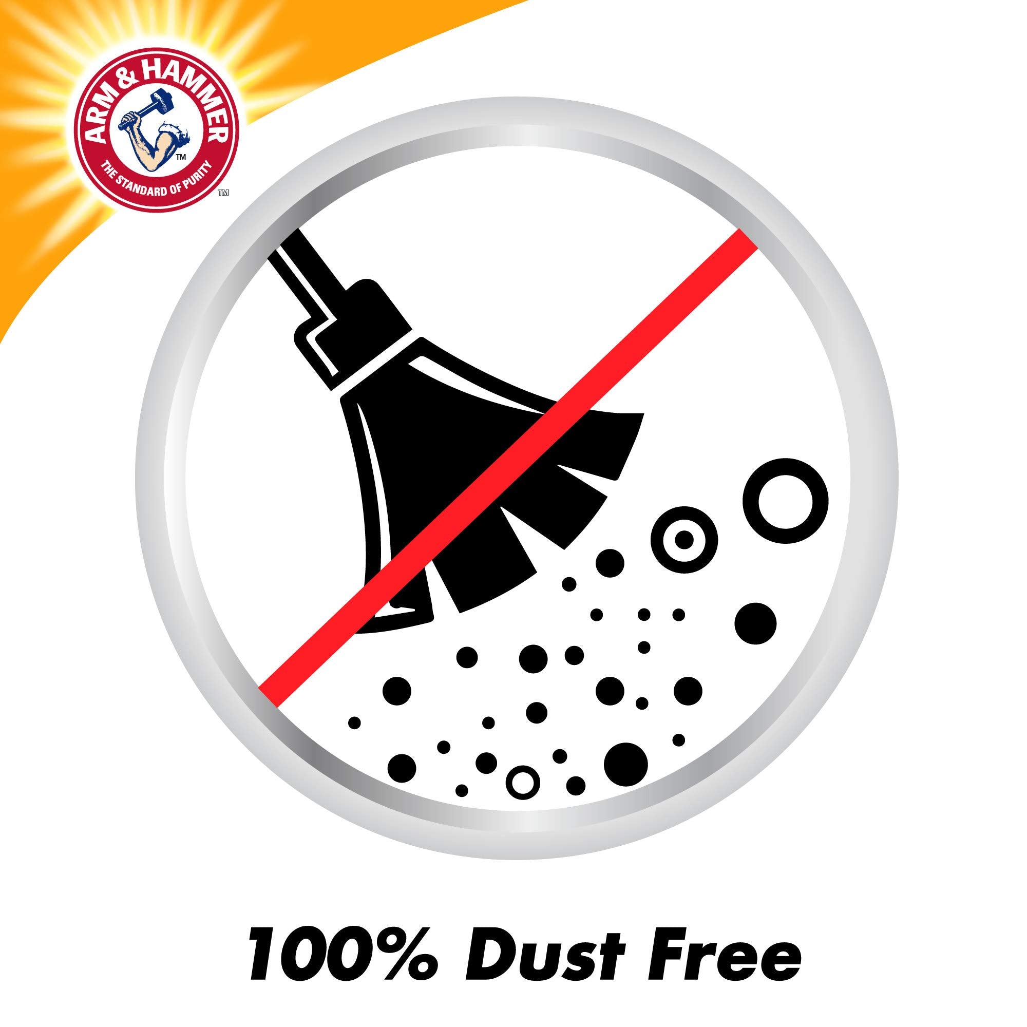 ARM & HAMMER plant-derived particles forming rock-solid clumps—easy scooping.