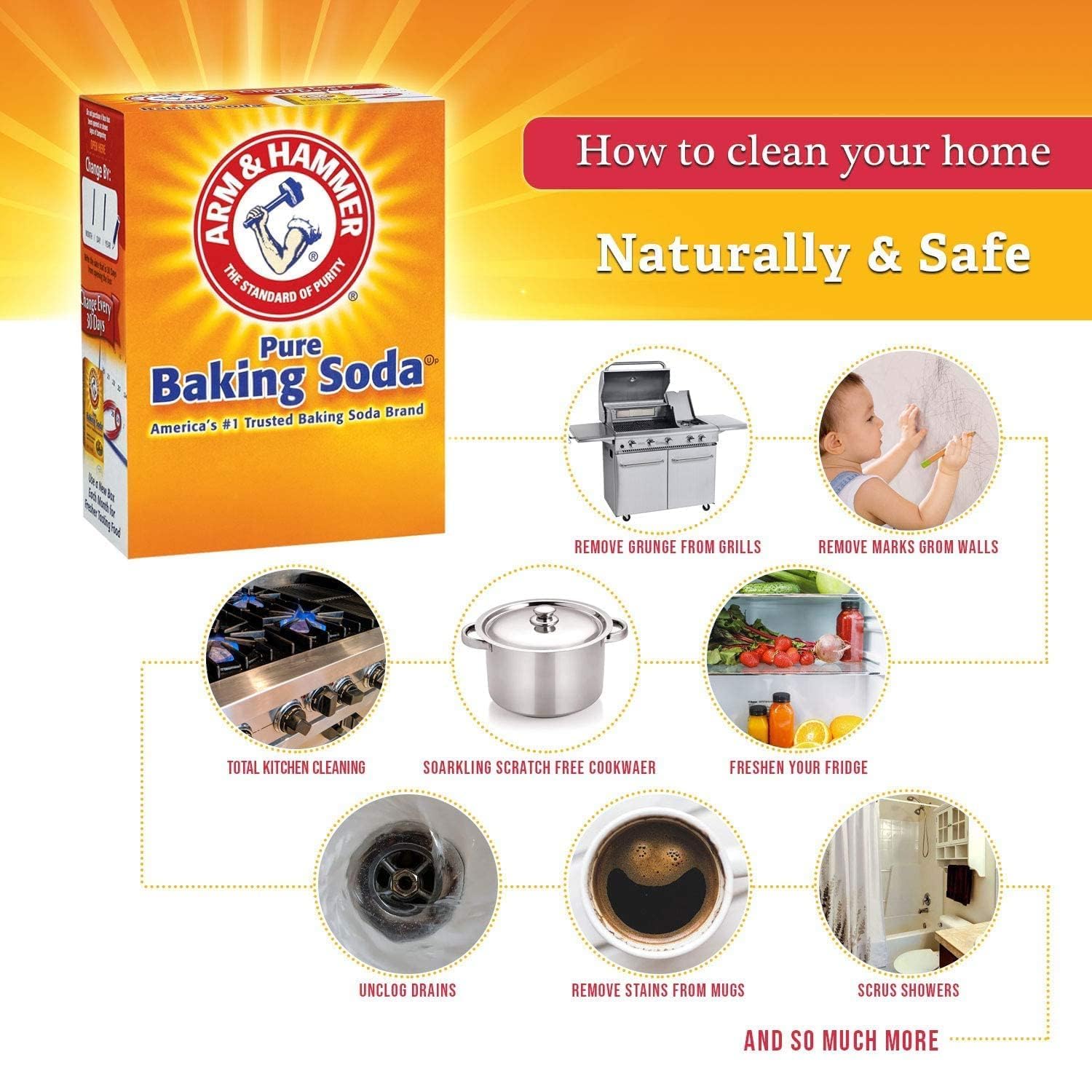 Arm & Hammer Super Scoop 14lb bag beside a multi-cat setup emphasizes odor control.