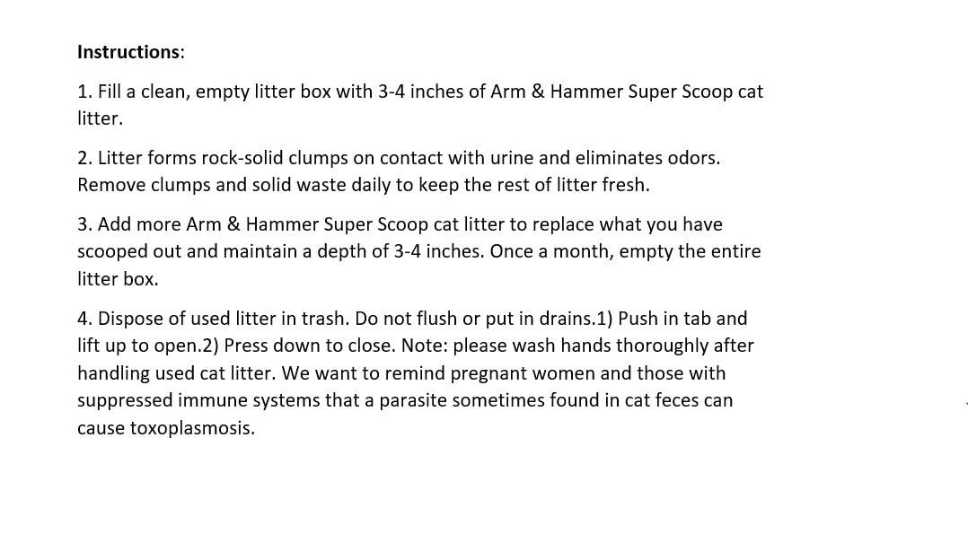 Arm & Hammer Super Scoop 99% dust-free formula reduces tracking for a tidier area.
