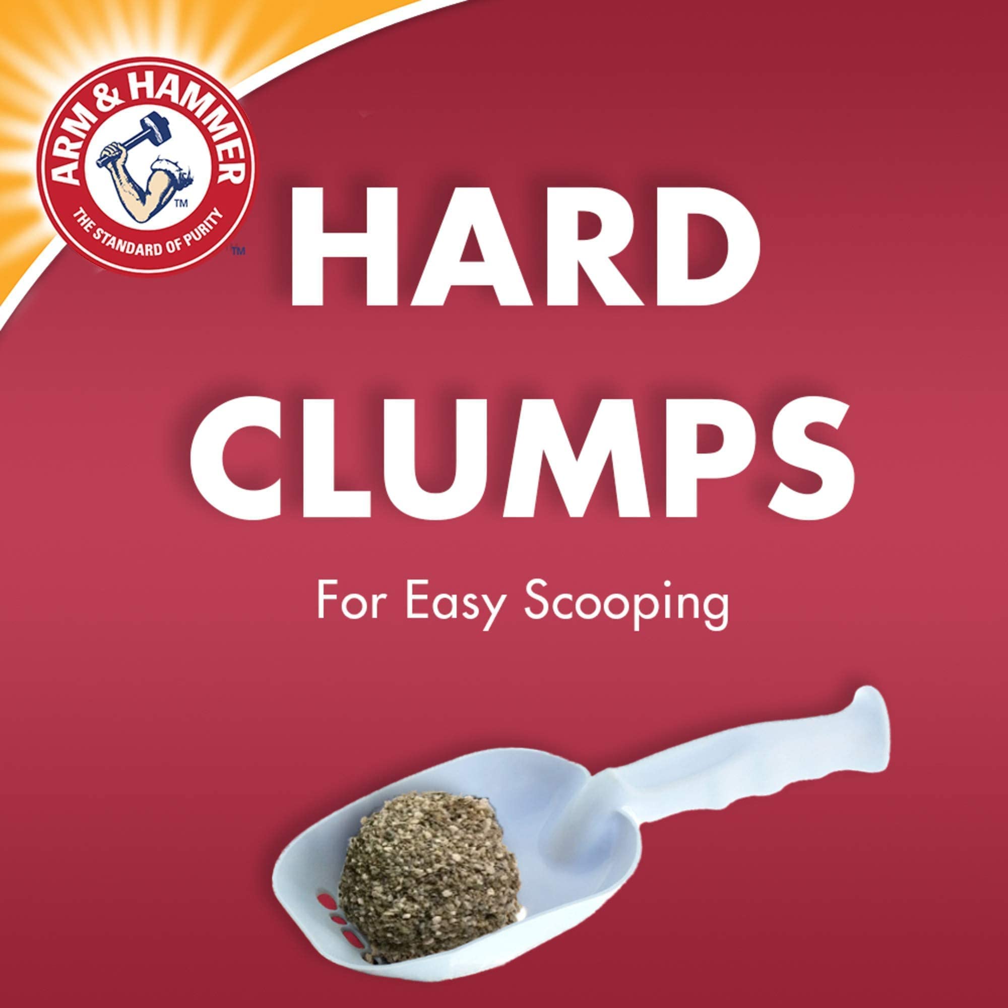 Arm & Hammer Super Scoop packaging emphasizes 99% dust-free operation for cleaner rooms.