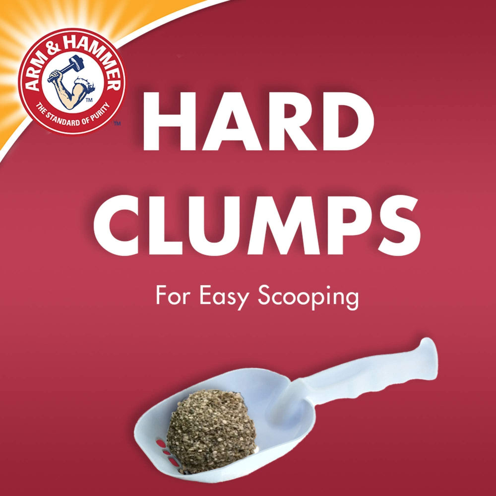 Arm & Hammer Super Scoop packaging emphasizes 99% dust-free operation for cleaner rooms.