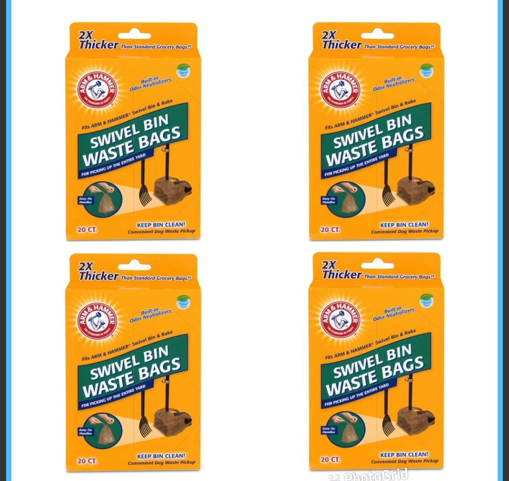 Arm & Hammer Swivel Bin Waste Bags in action for hygienic yard cleanup and odor control.