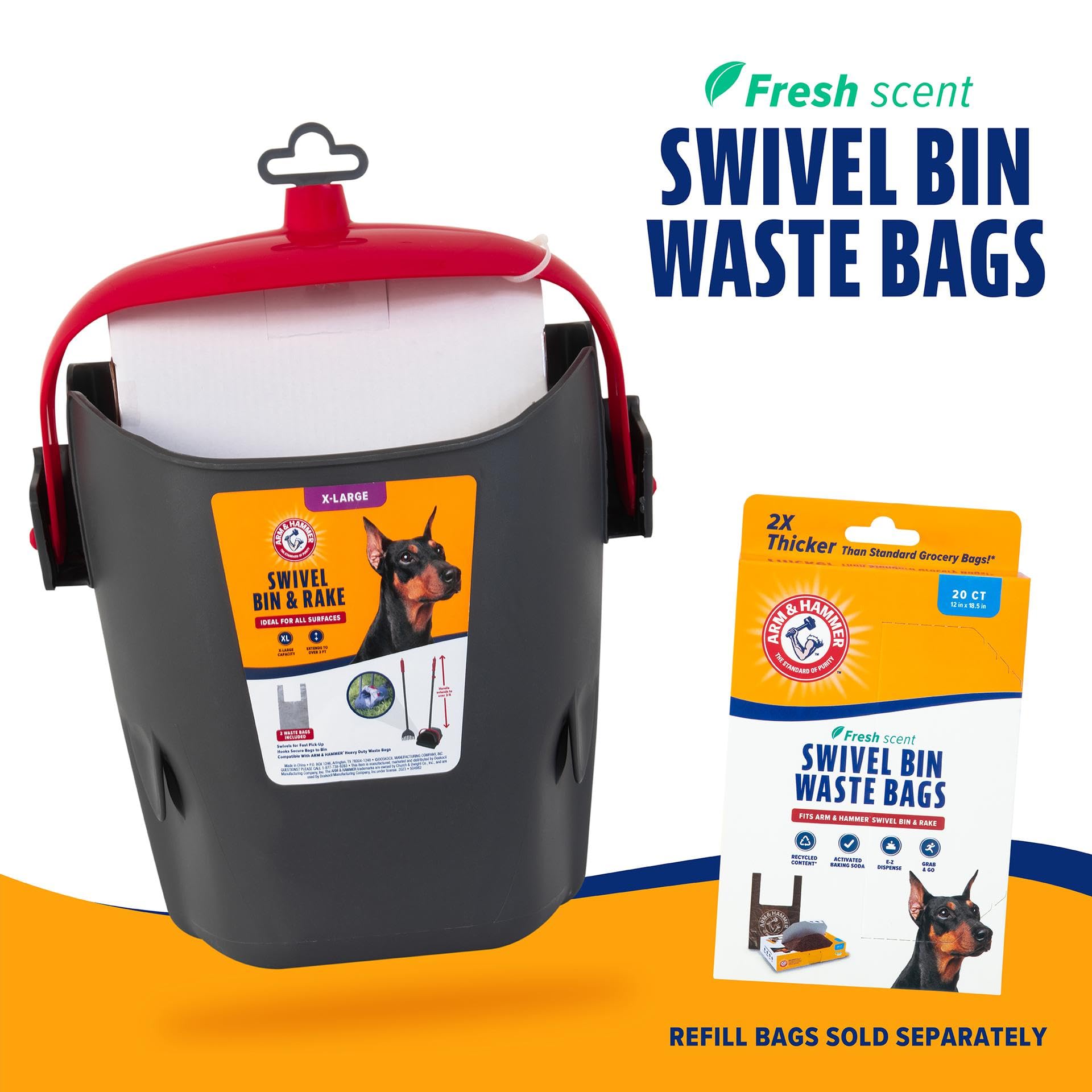 Arm & Hammer Swivel Bin XL large-capacity waste bin.