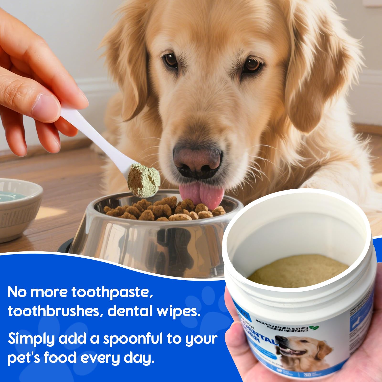 ARMOYA smiling dog with fresh breath after use