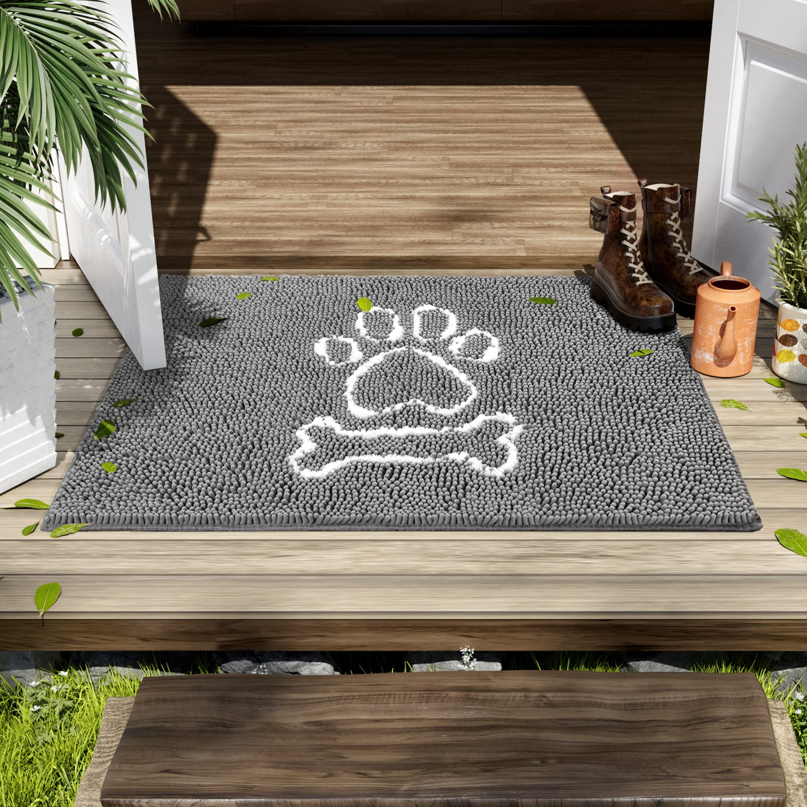 AROGAN indoor doormat chenille traps mud and dirt at entry