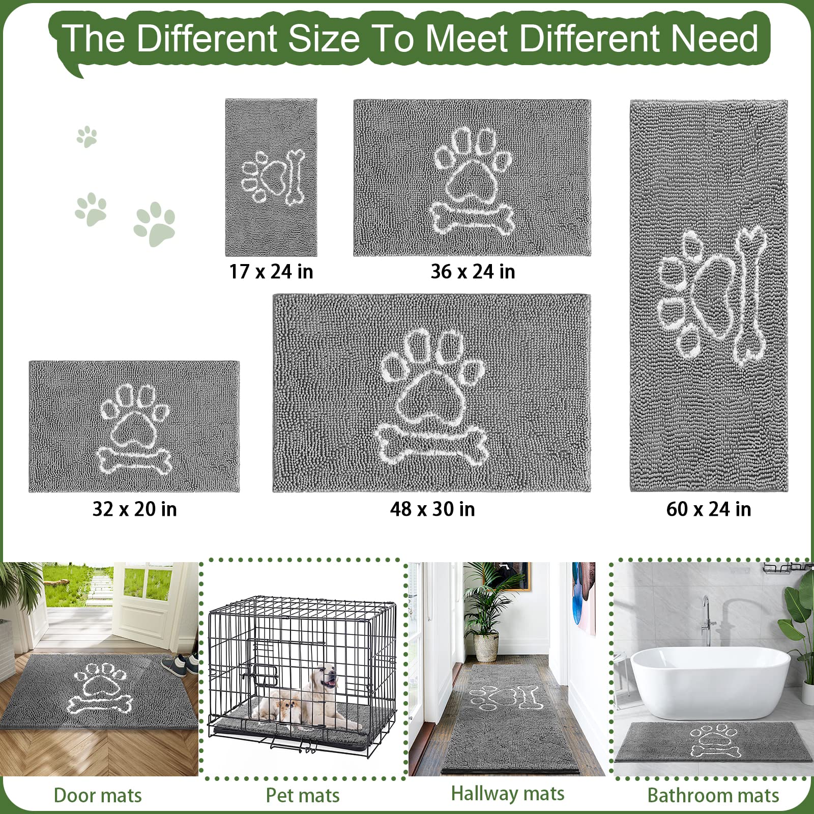 AROGAN entrance mat for high-traffic areas in grey chenille