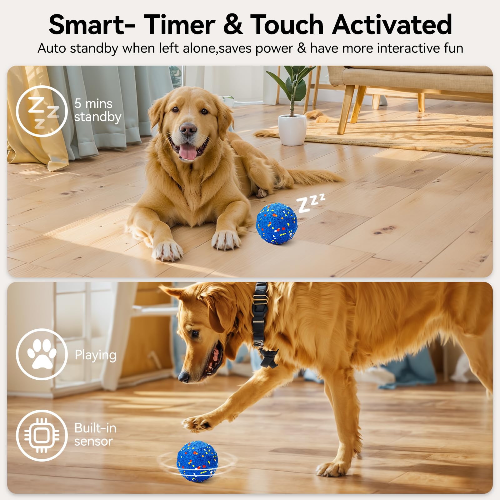 AronYada Smart Interactive Dog Ball durability—E-TPU construction for aggressive chewers.