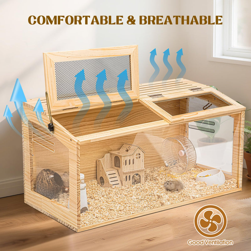 AronYada 32in hamster cage acrylic panel close-up shows clear visibility