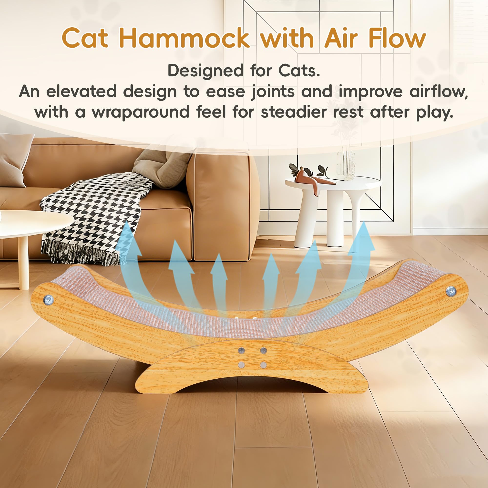 AROPEME natural sisal scratch surface promotes healthy claws for indoor cats.
