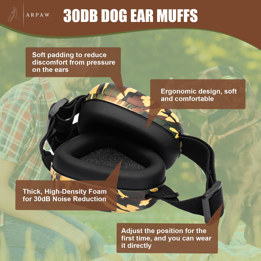 ARpaw dog ear muffs comfort-soft-strap provide gentle pressure and secure wear during walks