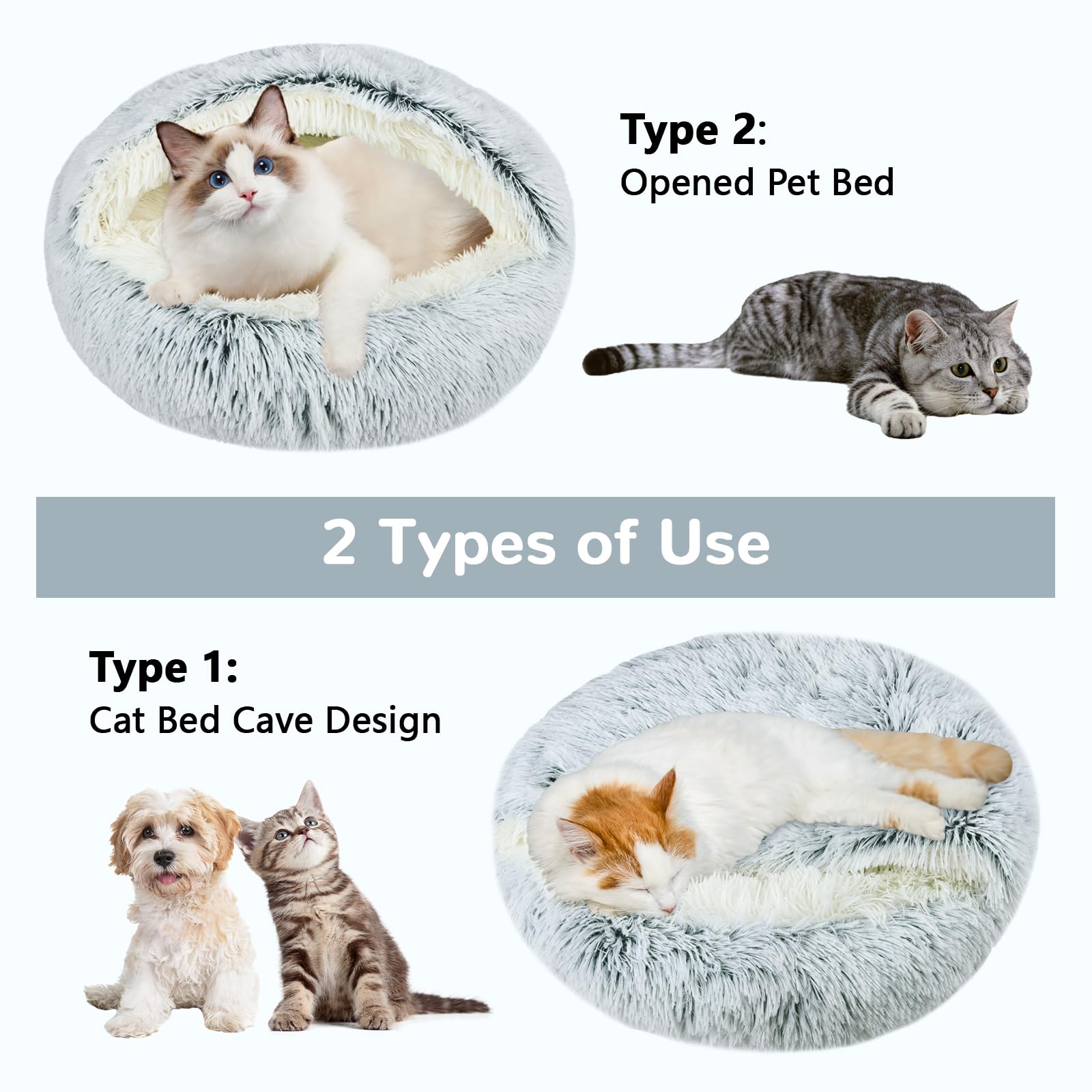 Arquiel Calming Cat Bed hooded shell closeup highlights protective cave for calm sleep.