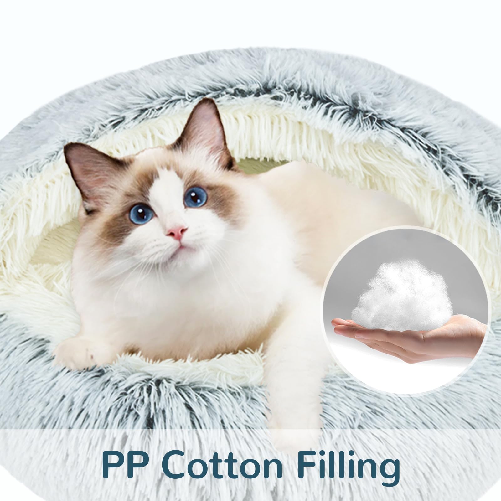 Arquiel Calming Cat Bed non-slip bottom keeps the bed steady on hardwood floors.