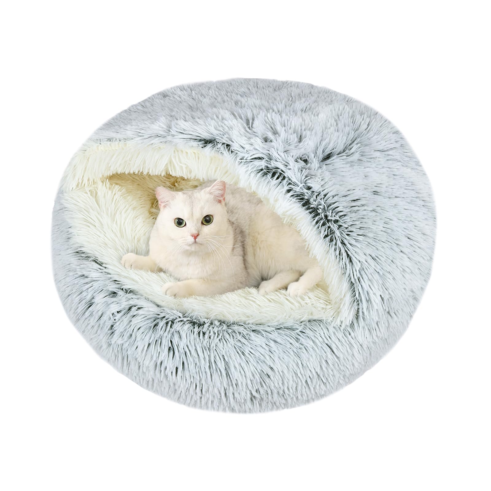 Arquiel Calming Cat Bed exterior grey offers a secure, cozy retreat for relaxed naps.