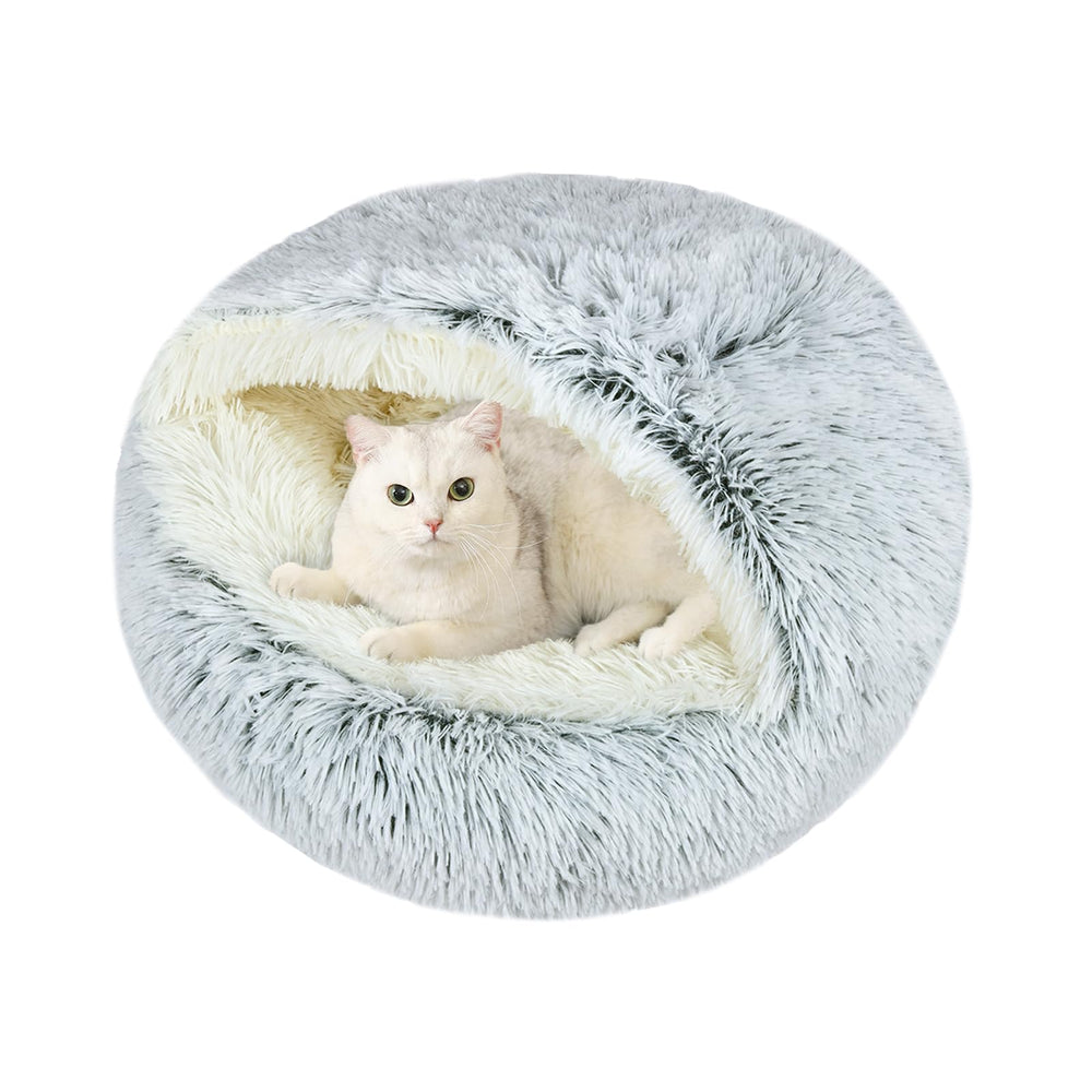 Arquiel Calming Cat Bed exterior grey offers a secure, cozy retreat for relaxed naps.