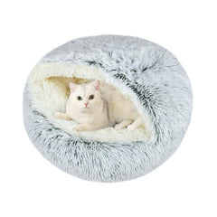 Arquiel Calming Cat Bed exterior grey offers a secure, cozy retreat for relaxed naps.