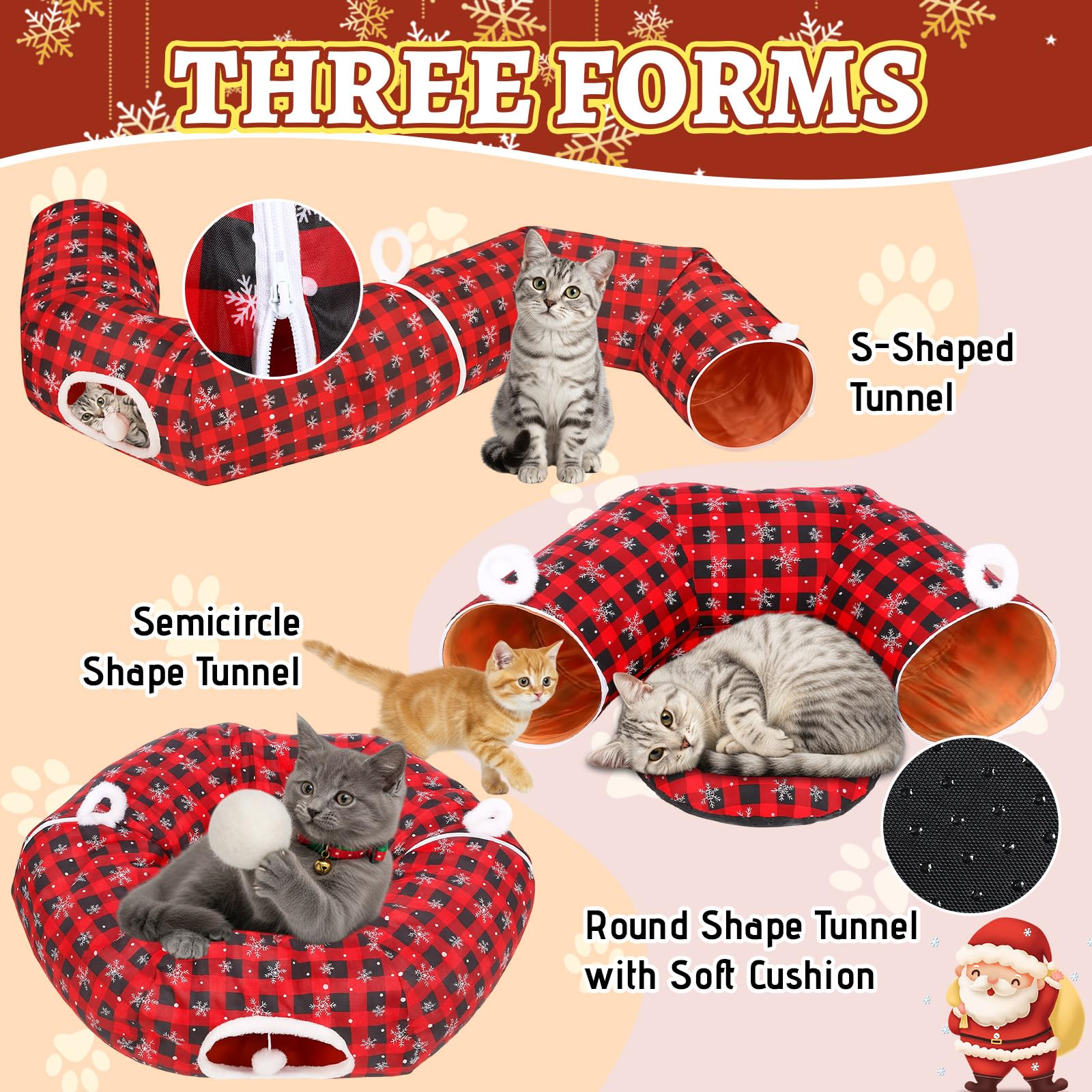 Arrowbash Cat Tunnel central padded mat provides extra comfort for relaxed naps and lounging.