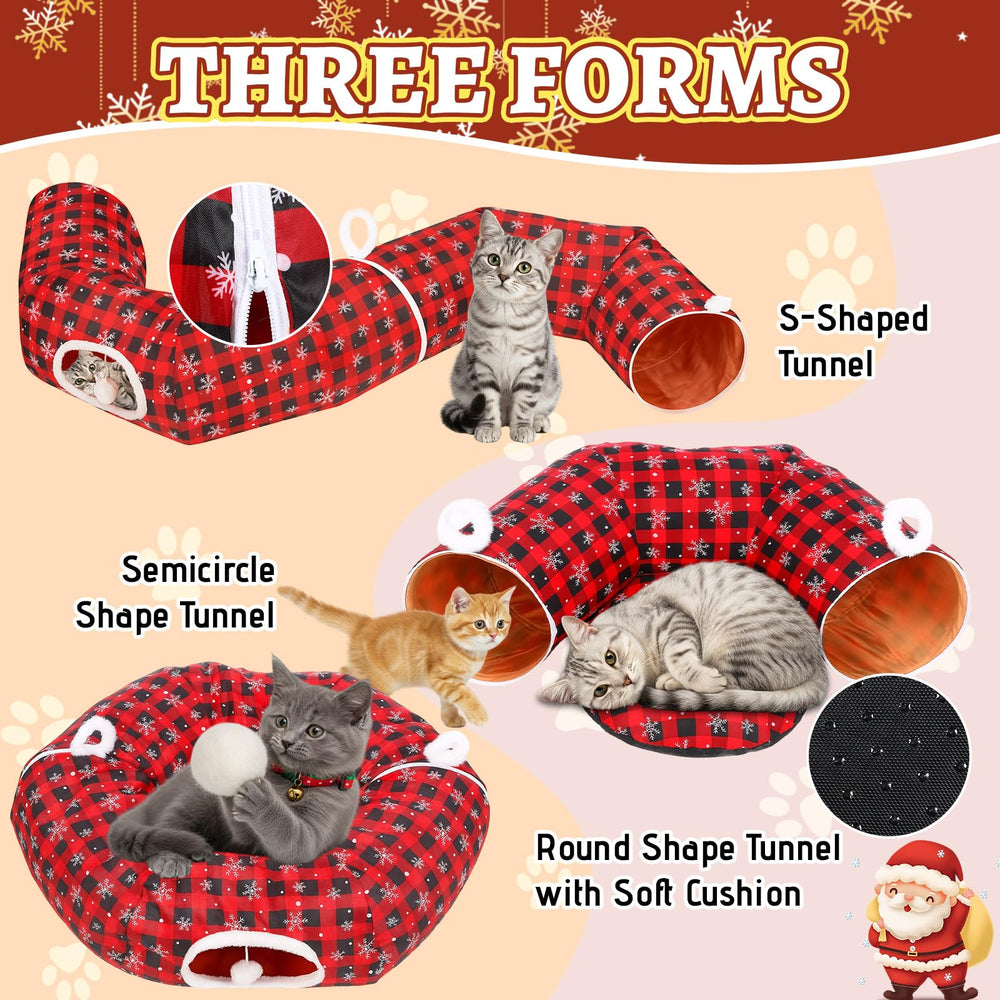 Arrowbash Cat Tunnel central padded mat provides extra comfort for relaxed naps and lounging.