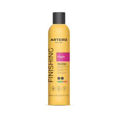 Artero Flash Shine bottle close-up showing instant detangling and salon-grade shine.